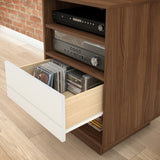 Nexera 105240 Sequence 1-Drawer Audio Cabinet, Walnut & White