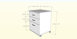 Essentials 3-Drawer Mobile Filing Cabinet 13092 from Nexera, Biscotti
