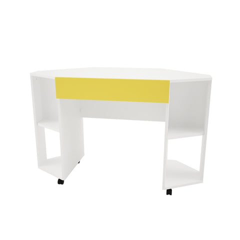 Taxi 331838 Mobile Corner Desk from Nexera, White and Yellow