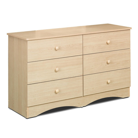 Alegria 5606 6-Drawer Double Dresser from Nexera, Natural Maple