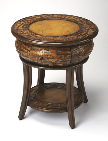 Butler  Leather Round End Table