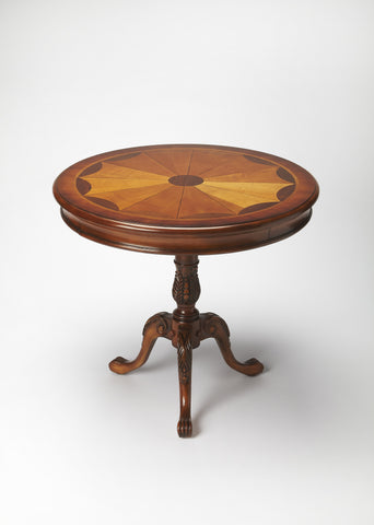Butler Carissa Olive Ash Burl Round Pedestal Table