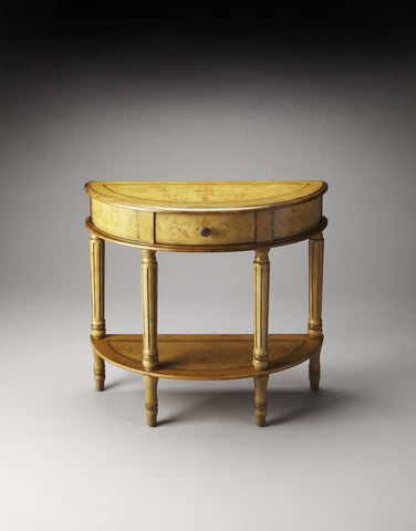 Butler Mozart Tuscan Cream Hand Painted Demilune Console Table