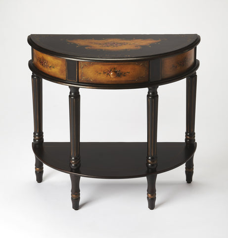 Butler Mozart Coffee Hand Painted Demilune Console Table