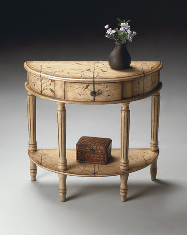 Butler Mozart Winter Forest Painted Demilune Console Table