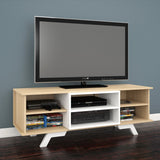 Nexera 104039 Stiletto TV Stand, 54-inch, Natural Maple & White