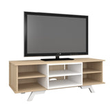 Nexera 104039 Stiletto TV Stand, 54-inch, Natural Maple & White