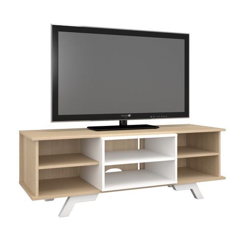 Nexera 104039 Stiletto TV Stand, 54-inch, Natural Maple & White