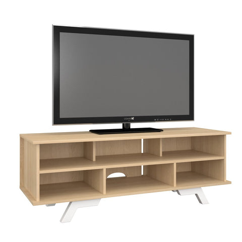 Nexera 104339 Stiletto TV stand, 54-inch, Natural Maple & White