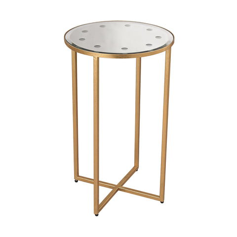 Cross Base Mirror Top Side Table
