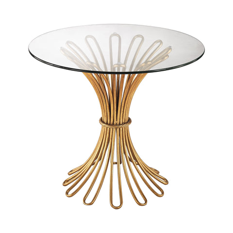 Flaired Rope Side Table In Gold Leaf And Clear Glass