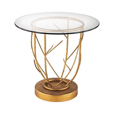 Thicket Side Table In Gold Leaf And Clear Glass