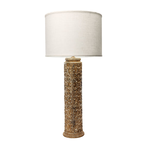 31" Fluer De Lis Aged Stone  Lamp