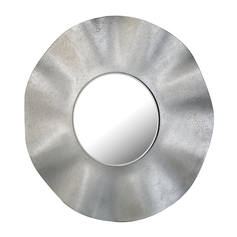 Bent Glass Wall Mirror In Antique Silver  Finish