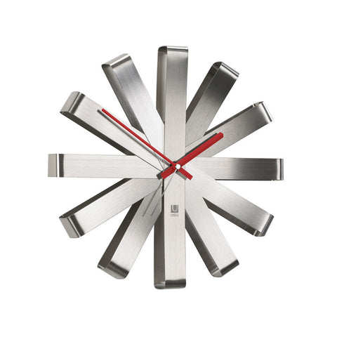 Ribbon Wall Clock 12In Steel