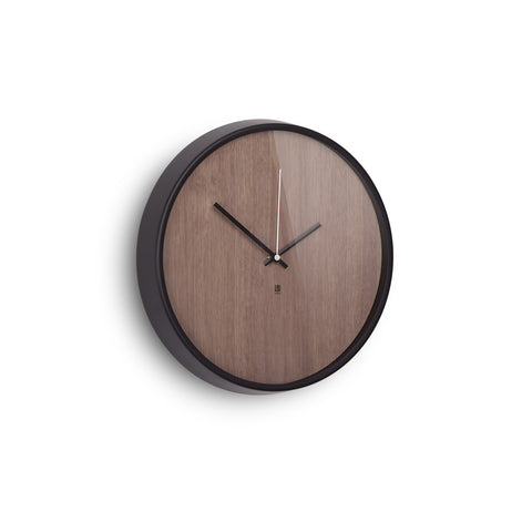 Madera Wall Clock 12.5In Black/Walnut
