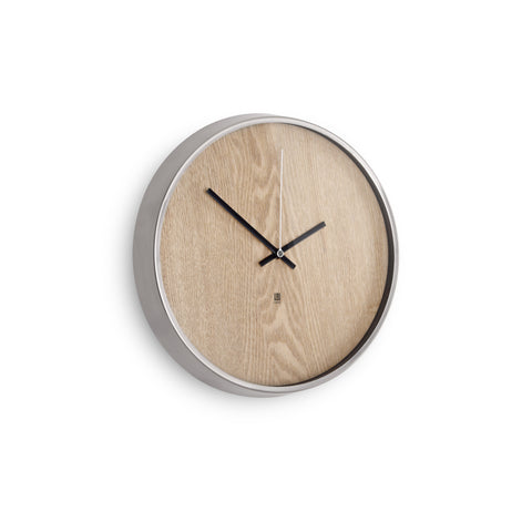 Madera Wall Clock 12.5In Natural/Nickel
