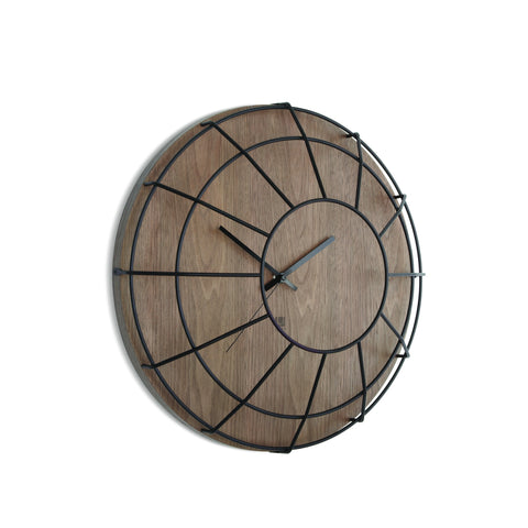 Cage Wall Clock 16In Black/Walnut