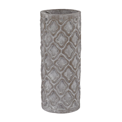 Short Antique Gray Vase With Organic Pattern