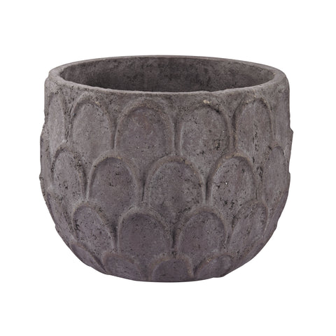 Small Aged Powdered Lotus Petal-Carved Pot