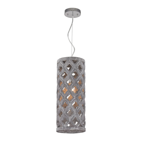 Pierced Grey Antique Lantern With Geometric Pattern