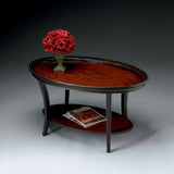 Butler Hamlet Traditional Red & Black Painted Oval Cocktail Table