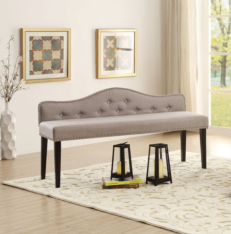 Leif & Starr 1649 Upholstered Bench, Light Grey