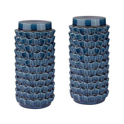 Accordion Crackled Blue Jar