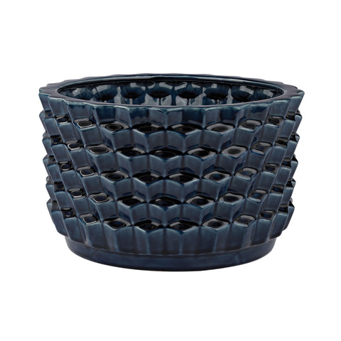 Accordion Crackled Blue Pot