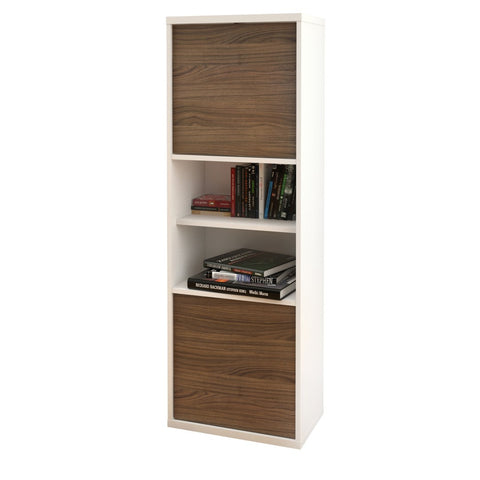 Liber-T 2-Door Bookcase 210303 from Nexera, White and Walnut