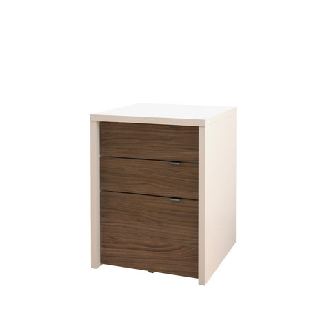 Liber-T 3-Drawer Filing Cabinet 211203 from Nexera, White and Walnut