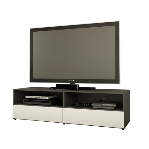 Nexera 220133 60-inch Allure TV Stand, White and Ebony