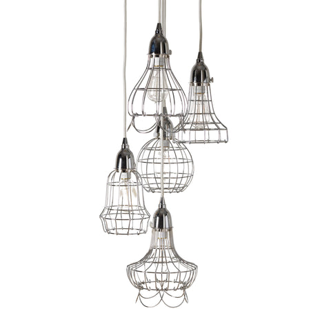 Silver Wire Five Pendant Lamp 