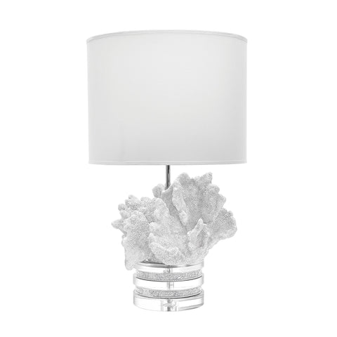 Coral And Crystal Table Lamp In White With White Suede Shade