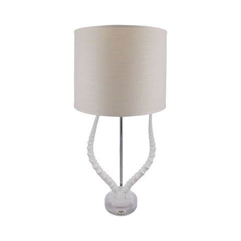 White Faux Horn Lamp With White Shade
