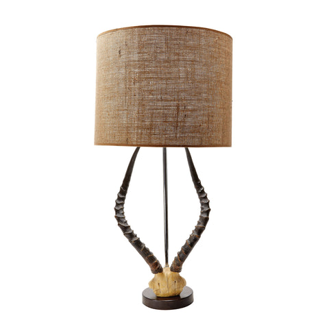 Natural Faux Horn Lamp With Burlap Shade