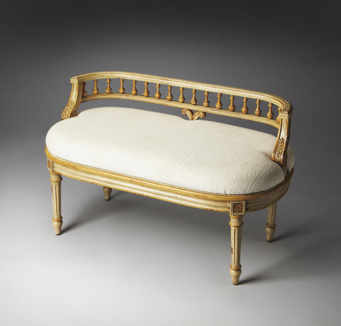 Butler Mansfield Cream & Gold Painted Bench