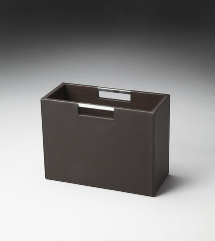 Butler Lido Brown Leather Magazine Basket