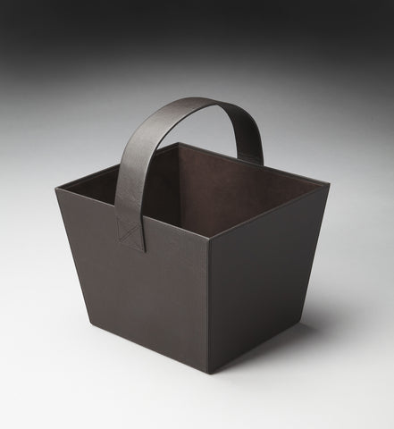 Butler Lido Brown Leather Magazine Basket