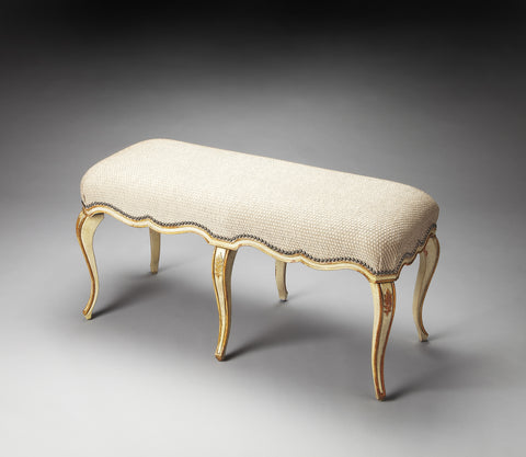 Butler Michelline Cream & Gold Painted Bench