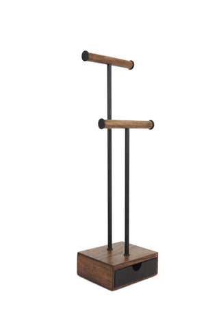 Pillar Jewelry Stand Black/Walnut