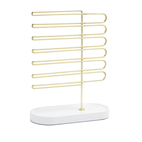 Trinket Earring Stand White/Brass