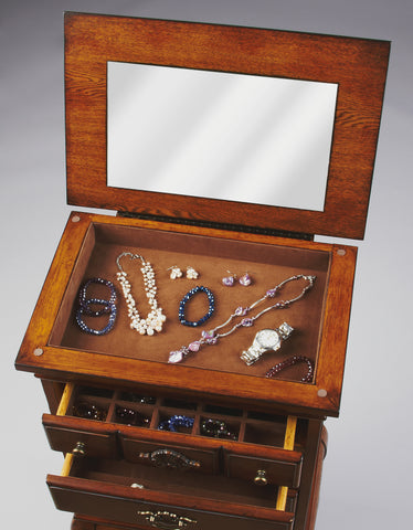 Butler Grace Vintage Oak Jewelry Chest