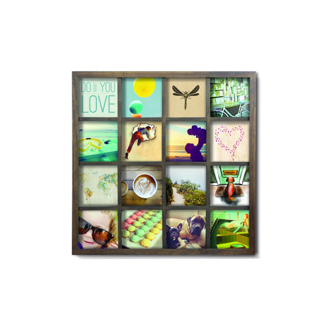 Gridart Photo Display Multi 16Op Aged Walnut