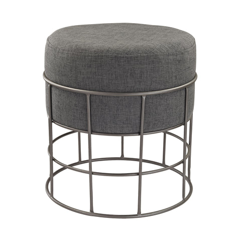 Pewter and Grey Linen Stool