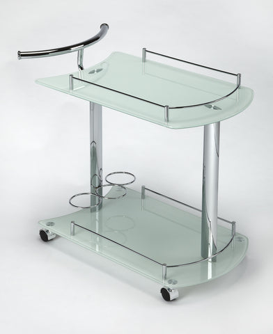 Butler Penelope White Glass Serving Cart
