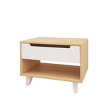 Nordik 340139 1-Drawer Night Stand, White and Natural Maple