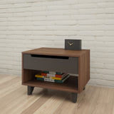 Nexera 340142 Alibi 1-Drawer Nightstand, Walnut & Charcoal