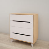 Nordik 340439 4-Drawer Chest, White and Natural Maple