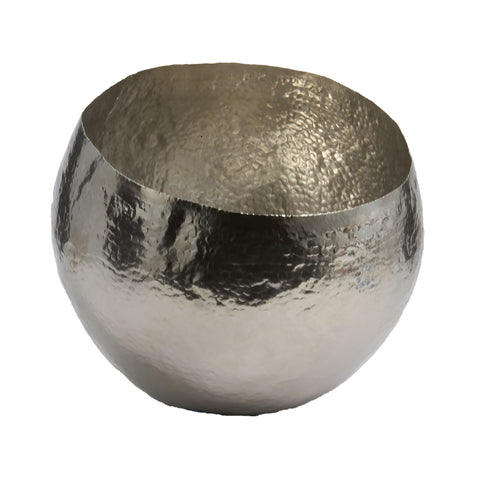 Hammered Nickel-Plated Brass Dish - Sm